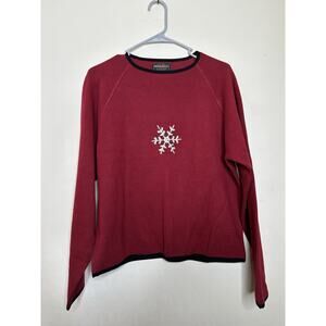 Vintage Woolrich Tight Knit Sweater Women’s Large Cotton Mohair Snowflake Red